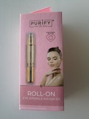PURIFY Roll-On Eye Wrinkle Massager – Gold on Pink Packaging